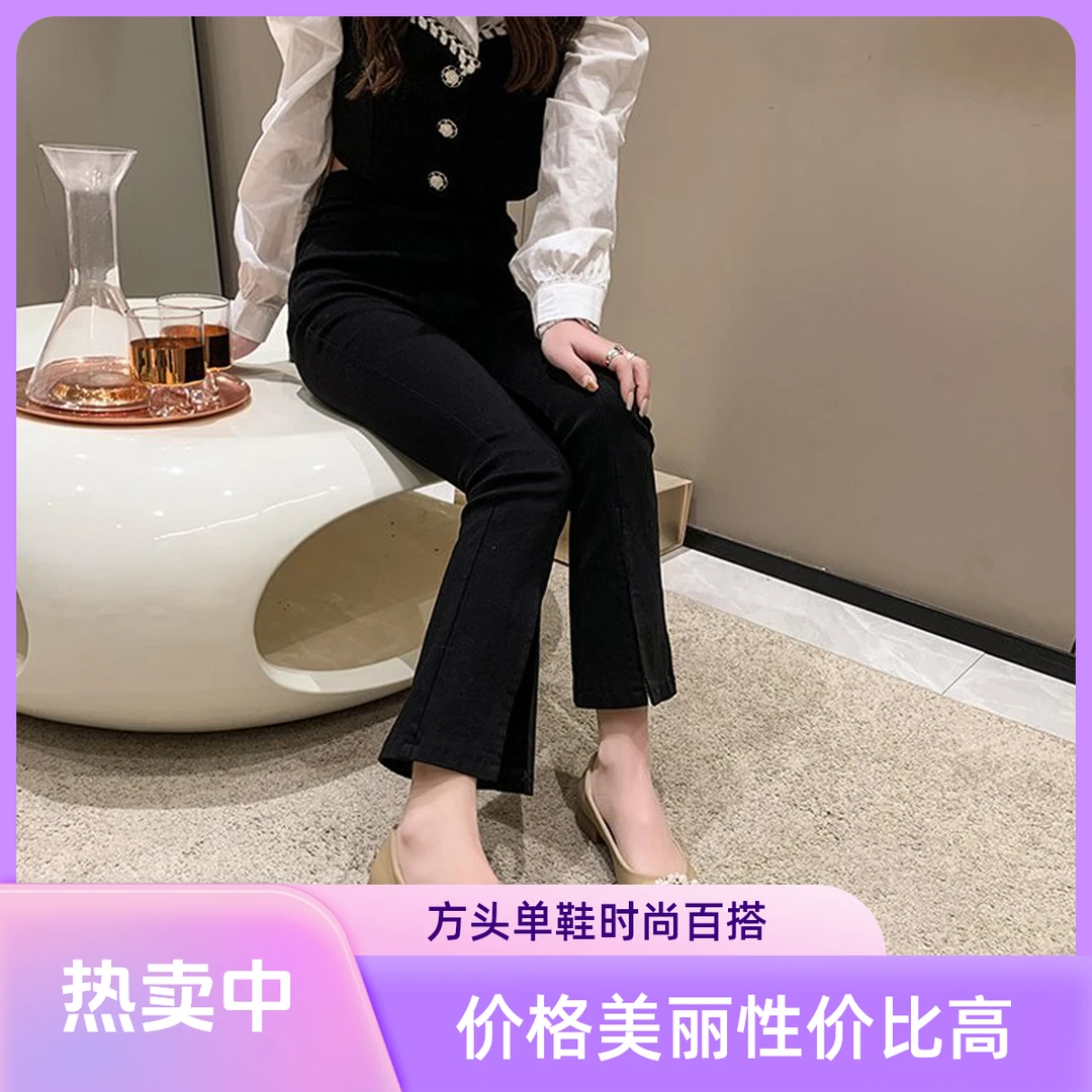 2025秋季新款单鞋方头鞋头方跟小香风时尚百搭夏季软底韩版216