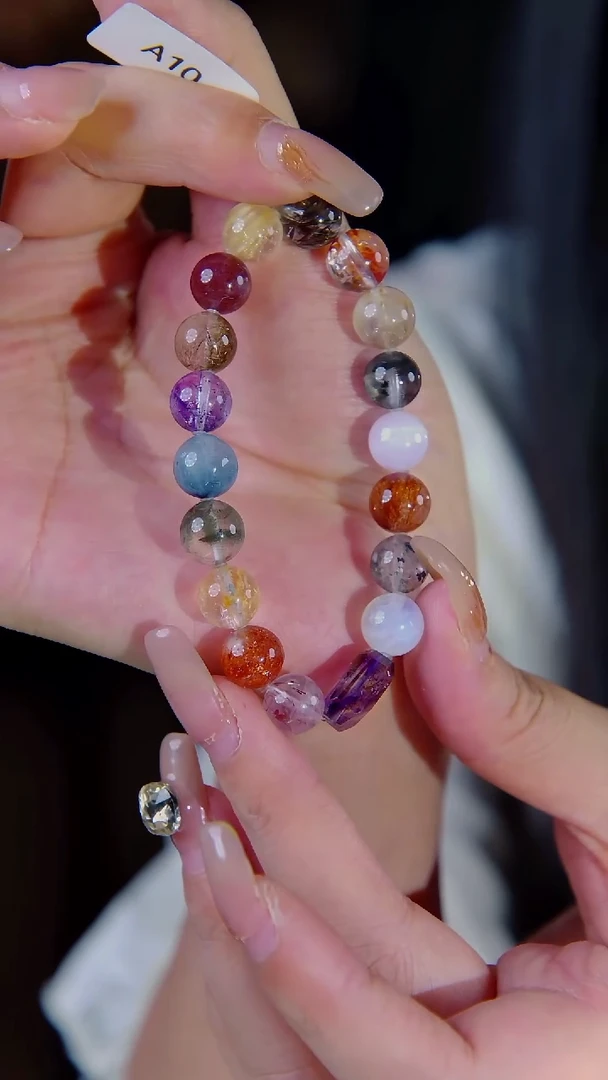 18K金镶嵌手链水晶A10十八子