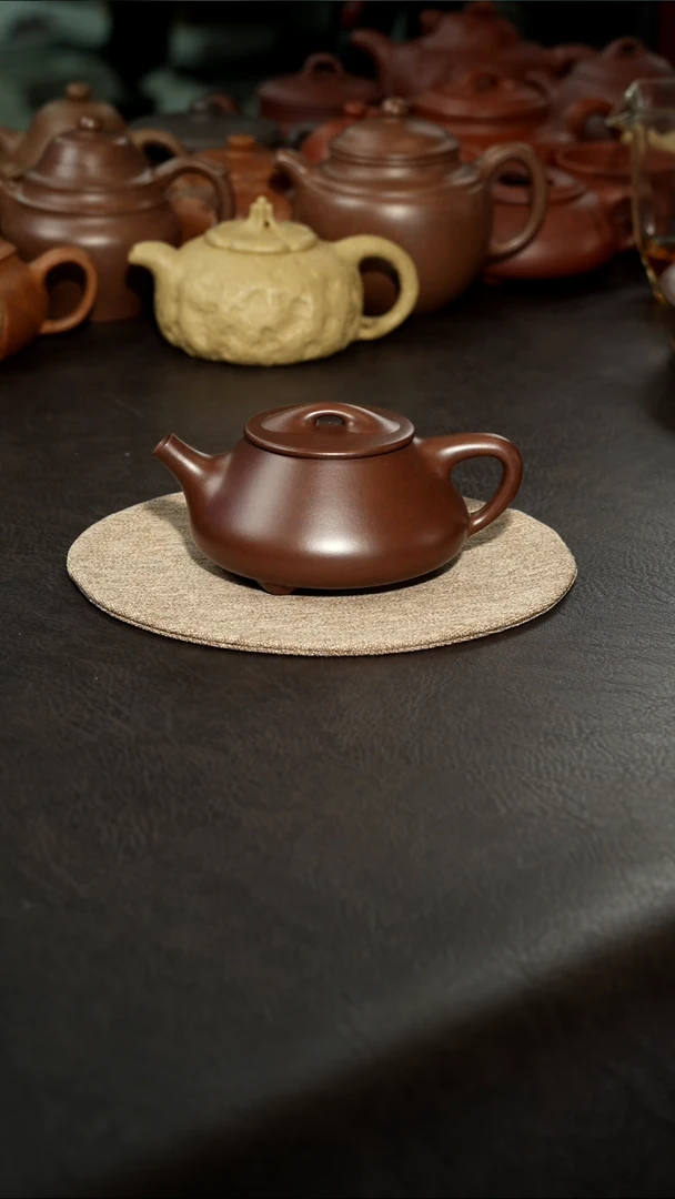 茶壶紫砂王*华景舟石瓢汪达明全手200cc老紫泥