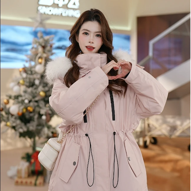 雪中飞2024新款貉子毛领收腰羽绒服X40144608F