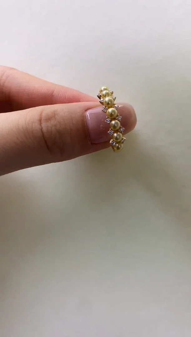 银S925镶嵌DA海水珍珠 羽皇金戒指 GD171