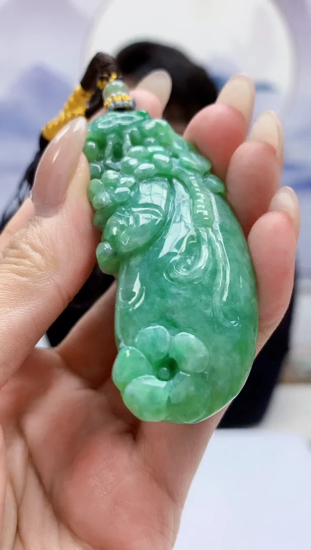 定制翡翠未镶嵌5060MM-毛货挂件106