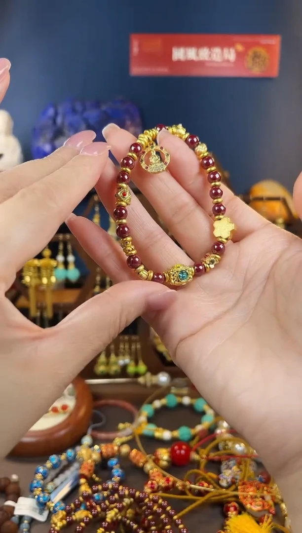 天然辰砂C****K，紫金砂手串