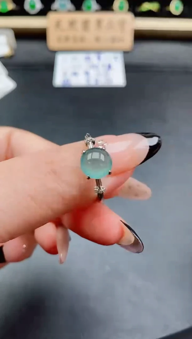 银S925镶嵌戒指翡翠1