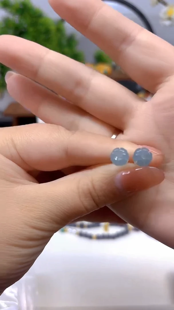 银S925镶嵌翡翠耳饰E882