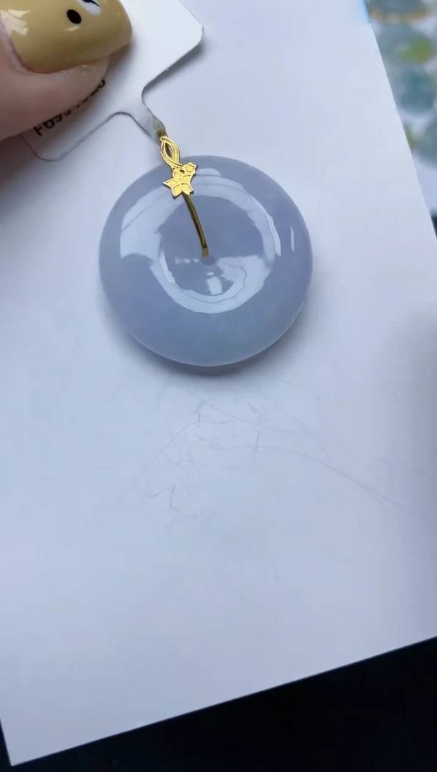 翡翠18K金镶嵌颈饰天然翡翠A货