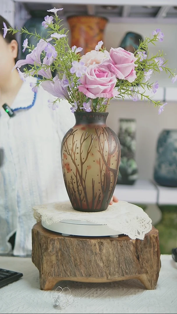 手工艺品琉璃【秋日私语】福气琉璃格雷花瓶