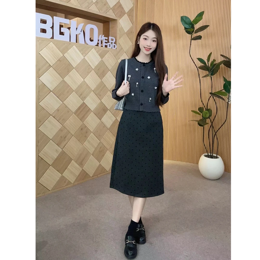 碧高小个子女装2025秋季新款温柔高腰流光风时尚气质显瘦上下套装