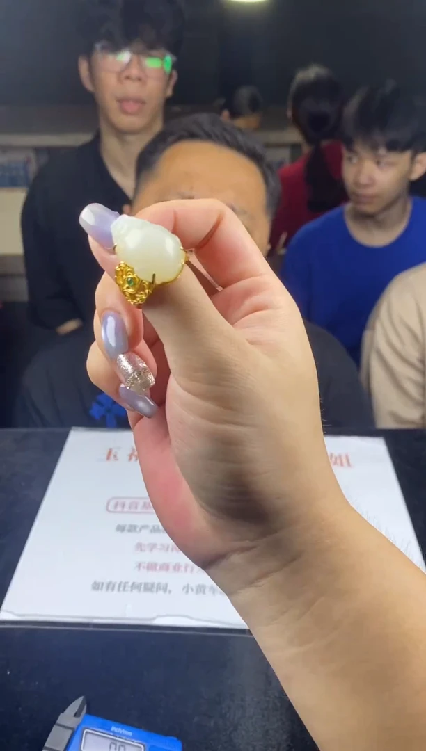 和田玉戒指银S925镶嵌戒指-J713