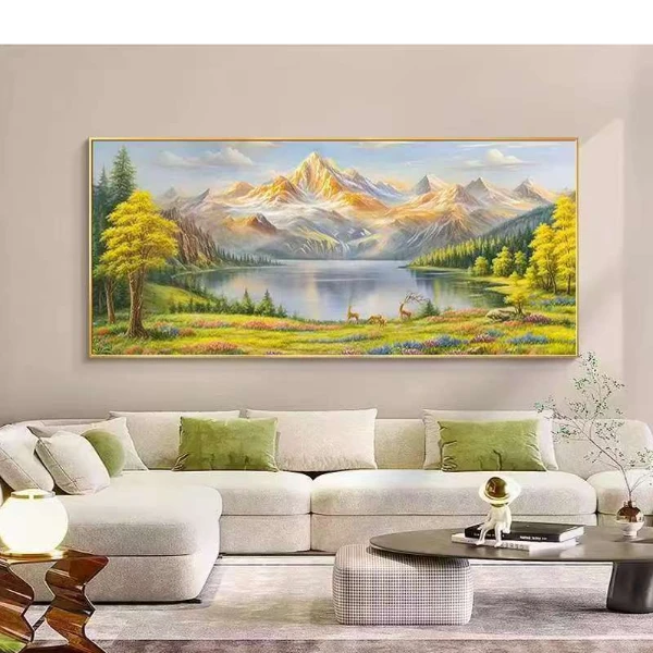 聚宝盆客厅装饰画发财金山沙发背景墙挂画现代轻奢聚财山水画