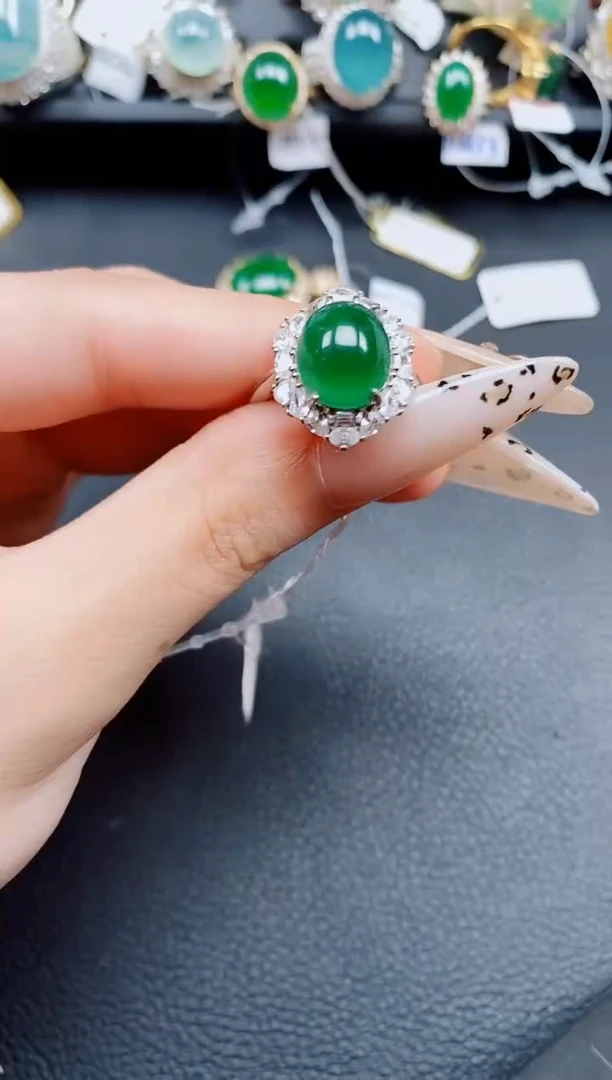 银S925镶嵌戒指翡翠翡翠