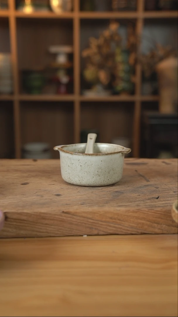 奶奶系列的双耳早餐碗加勺子