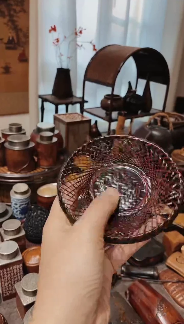 蓝胎漆器竹编杯垫