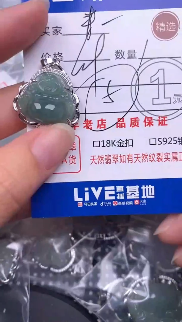 翡翠银S925镶嵌颈饰半挂件