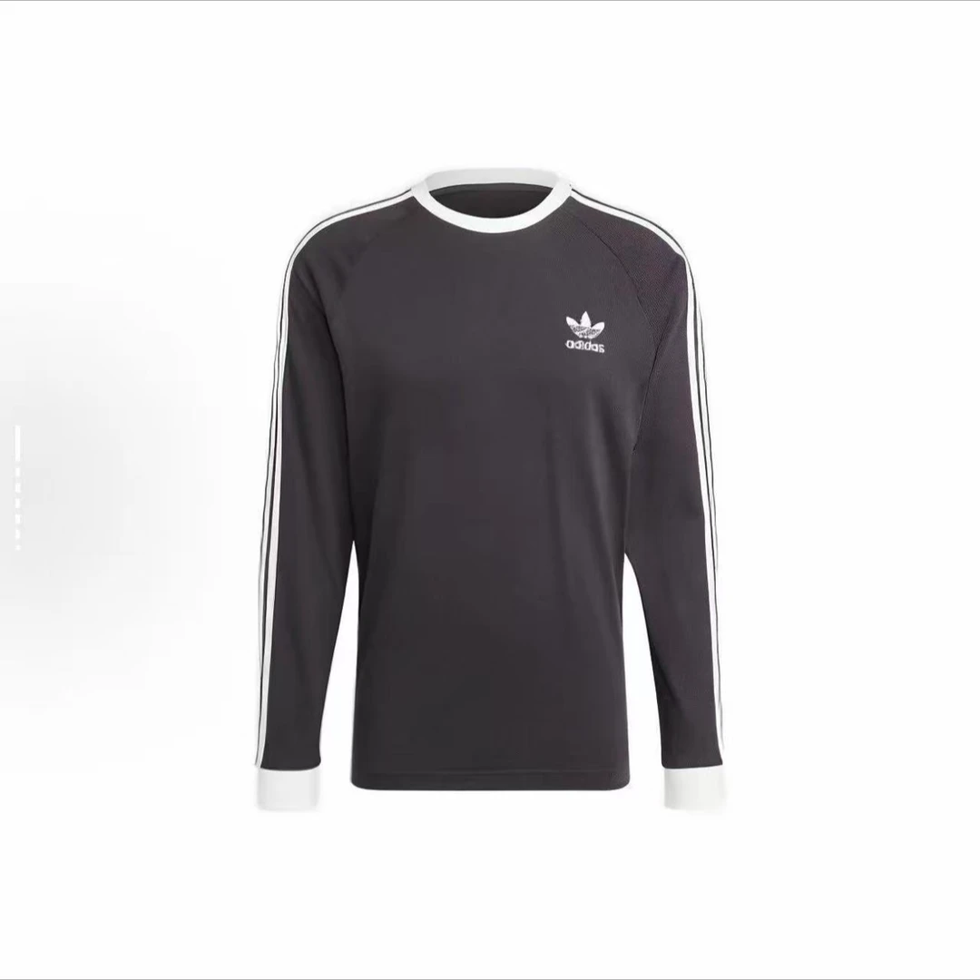 adidas/阿迪达斯系列 条纹双侧三叶草长袖T恤 中性 黑色IA4877