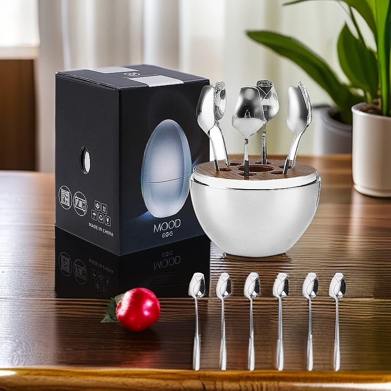 不锈钢银蛋勺子套装