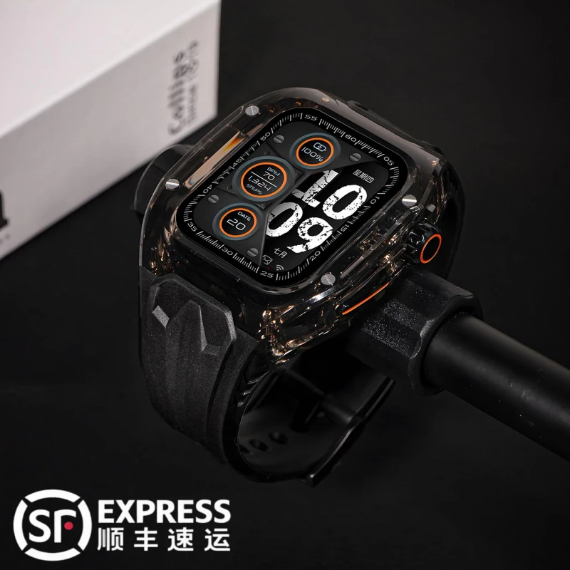 适用苹果iwatchs9手表ultra3代改装理查德透明壳s11表带s10保护壳