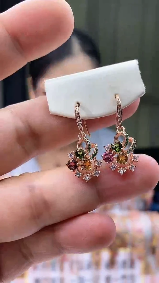 耳钩银S925镶嵌碧玺345354354354