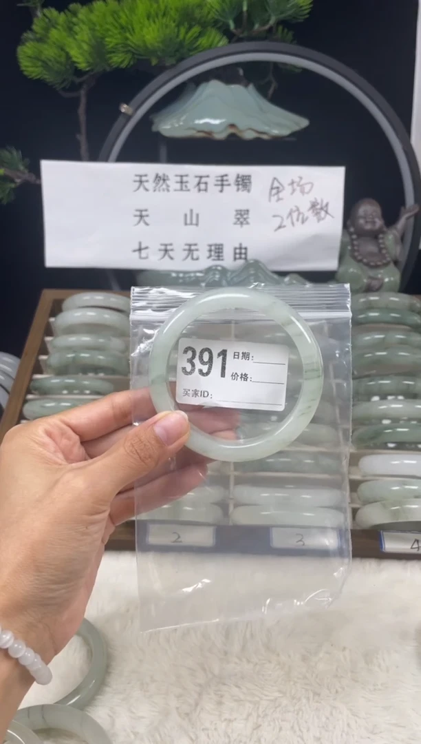 未镶嵌手镯石英质玉（天山翠）391
