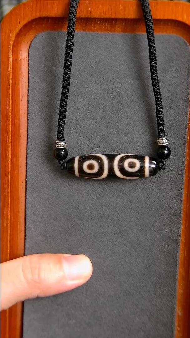 未镶嵌玛瑙/玉髓珠宝半成品上肯宝盖三眼天珠11*40