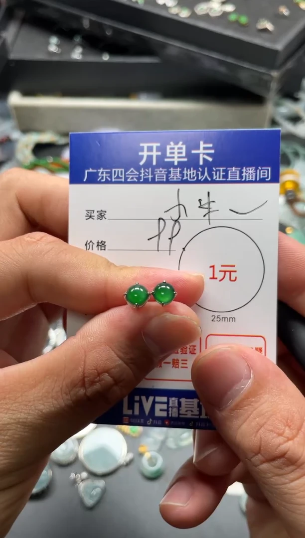 颈饰未镶嵌翡翠小*果耳钉