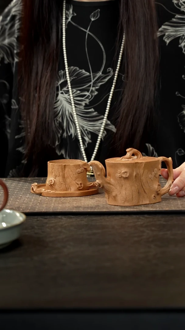 茶壶紫砂全手工树桩壶套装