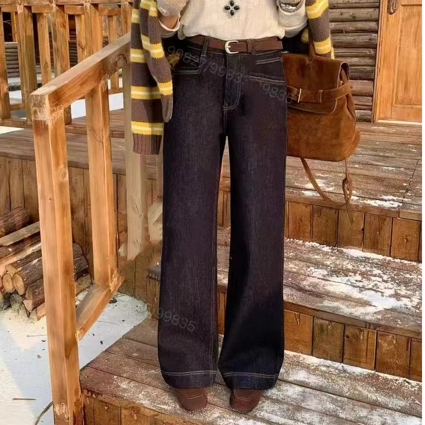 【加绒款】百搭显瘦阔腿牛仔裤