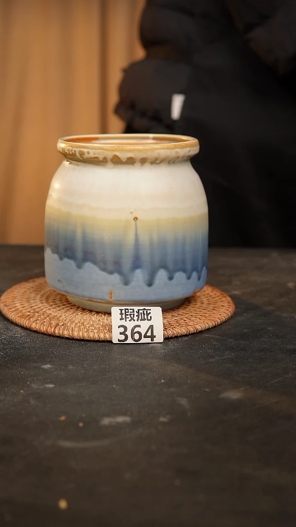 【闪购商品】瓷片364泥泥手工花盆口10高14