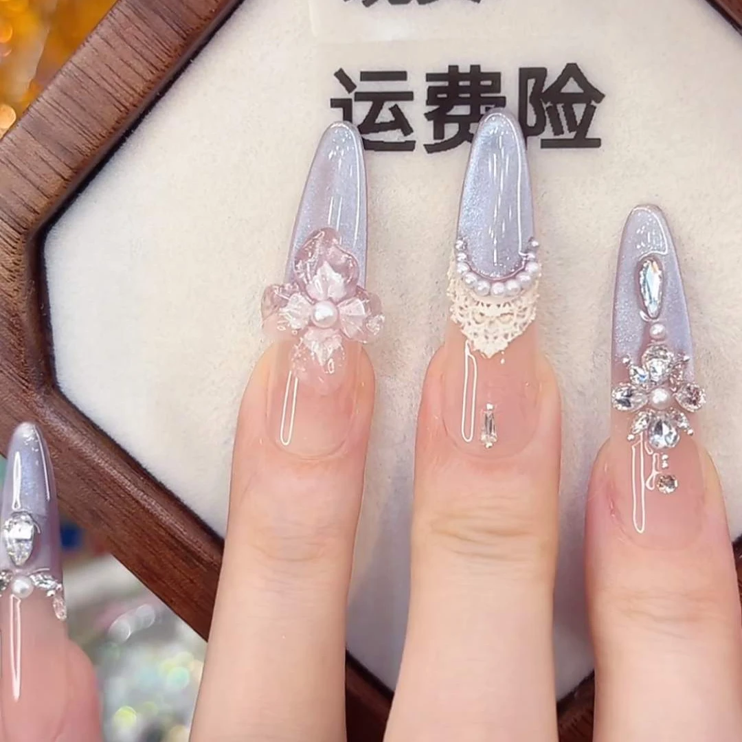 【紫霞仙子】蝴蝶轻奢显白超好看手工美甲穿戴甲10片可拆卸