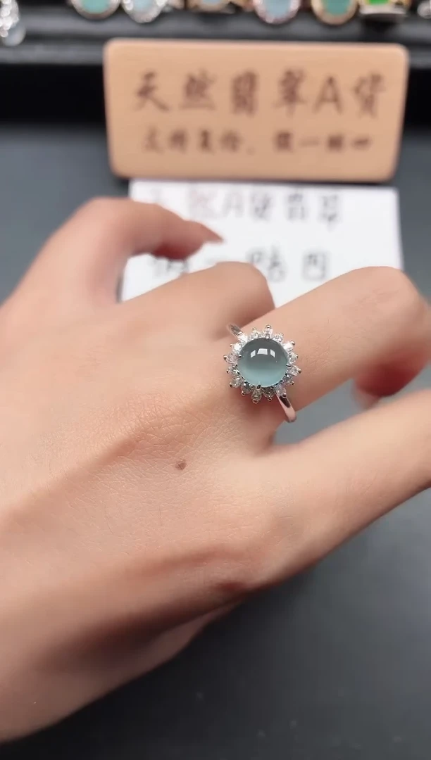 银S925镶嵌戒指翡翠1