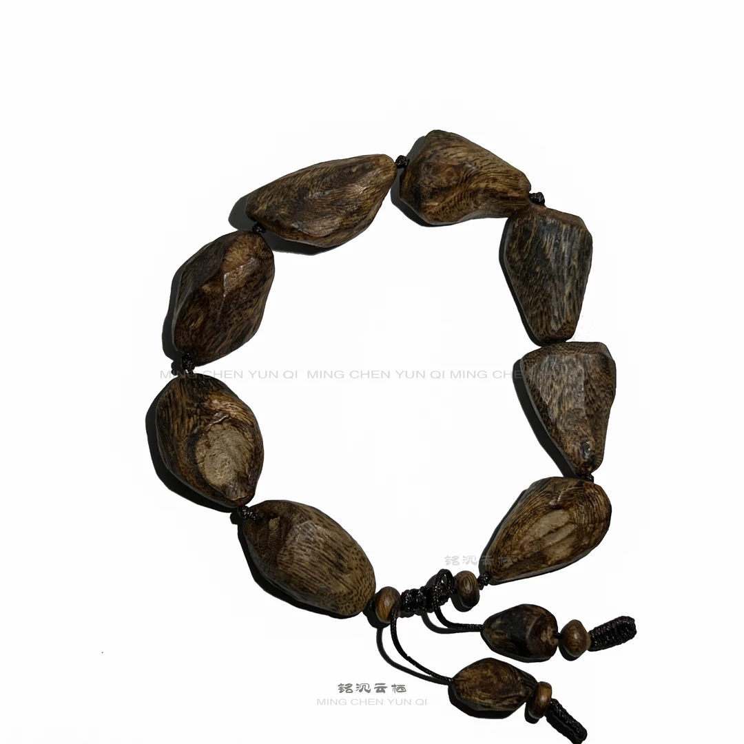 沉香【铭沉云栖】留疤料奇楠沉香/随形单圈/九九沉天然孤品沉香手串