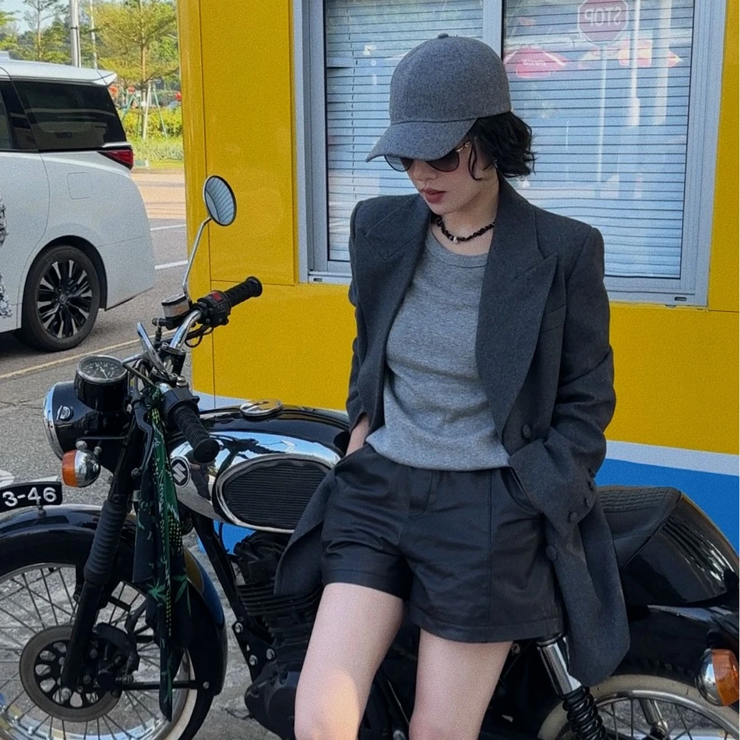 W.Diva【俊雅】春季绵羊毛直筒修身显瘦版西装长袖外套3C2509870