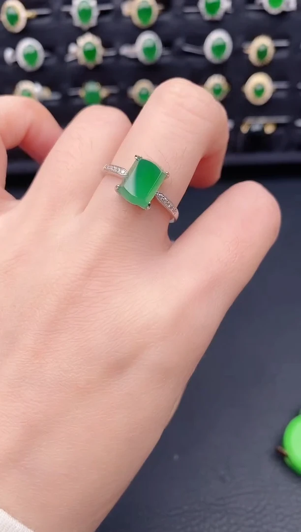 银S925镶嵌戒指翡翠天然a货翡翠25