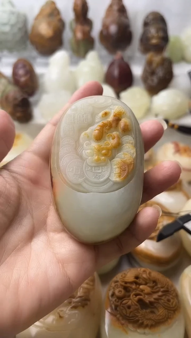 石材方解石棉纹正常不退换貔貅微瑕