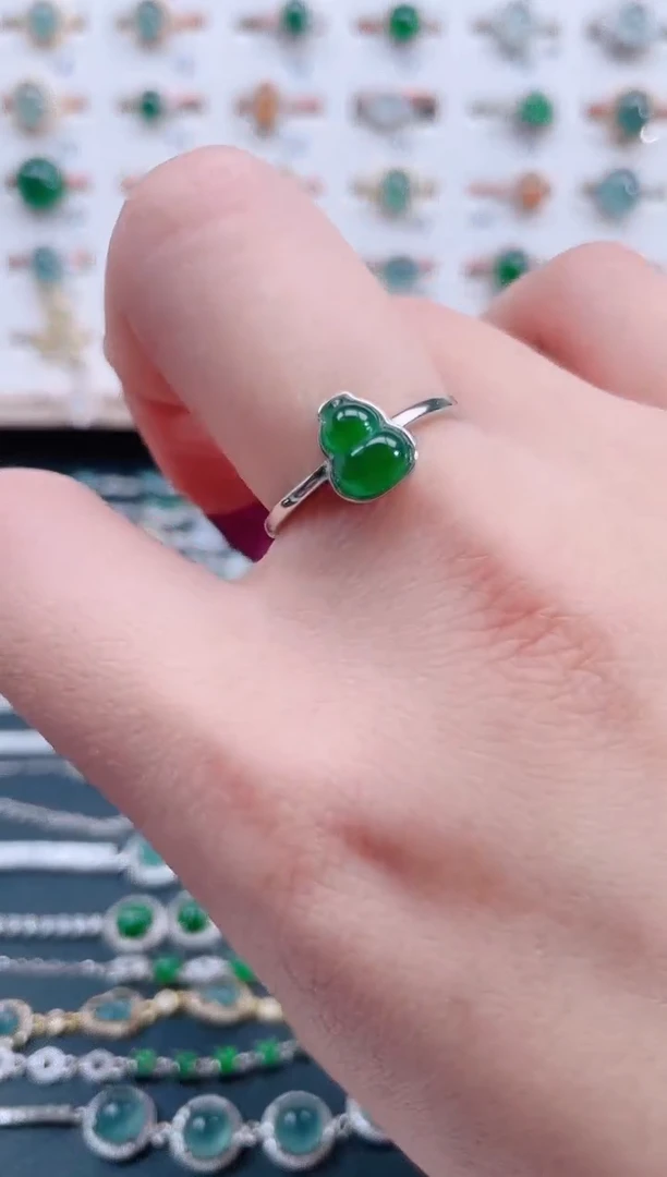 银S925镶嵌戒指翡翠天然翡翠