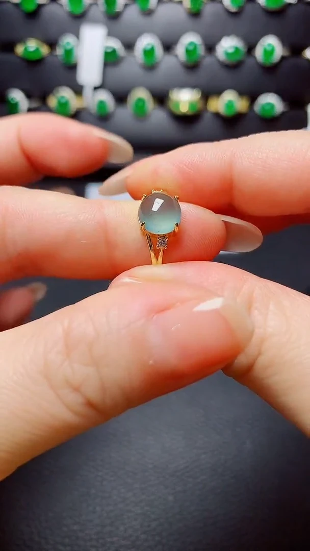 银S925镶嵌戒指翡翠天然翡翠A货s925银镶