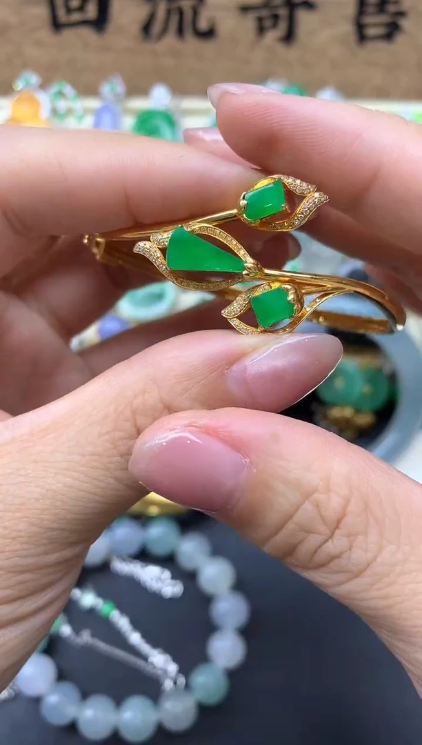 【闪购商品】翡翠手镯18K金镶嵌538-中国好珍宝