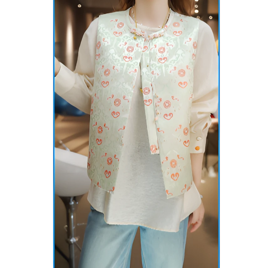 《晶晶定制》《铜钱貔貅》时尚新中式显瘦重工织锦缎马甲3901