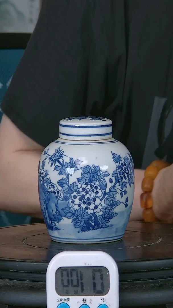 煞*景青花精绘花卉图罐