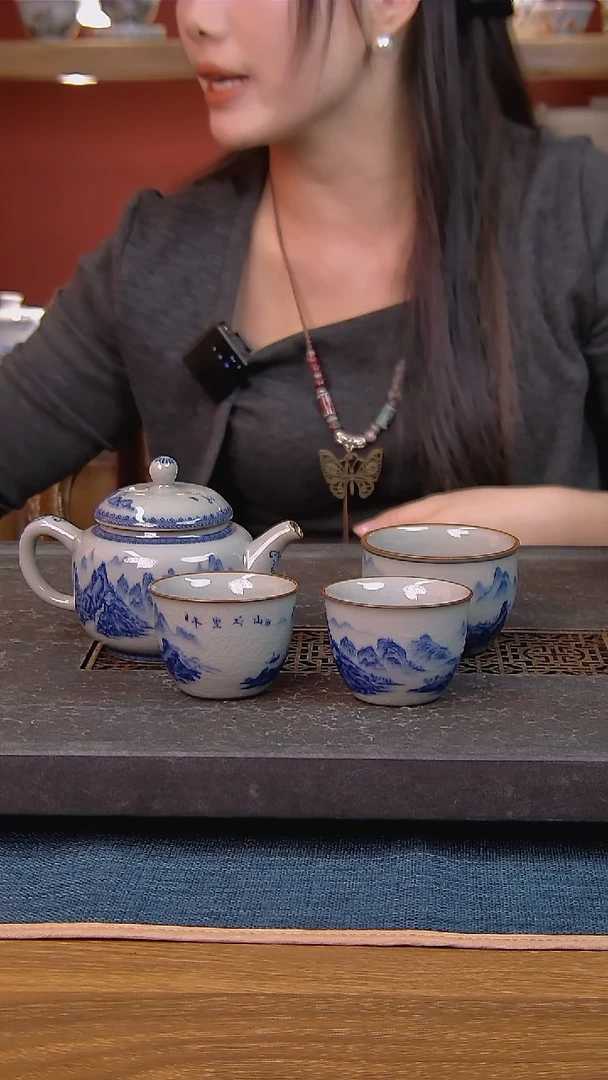 简装家用款4件套 老陶泥开片纹陶瓷茶具