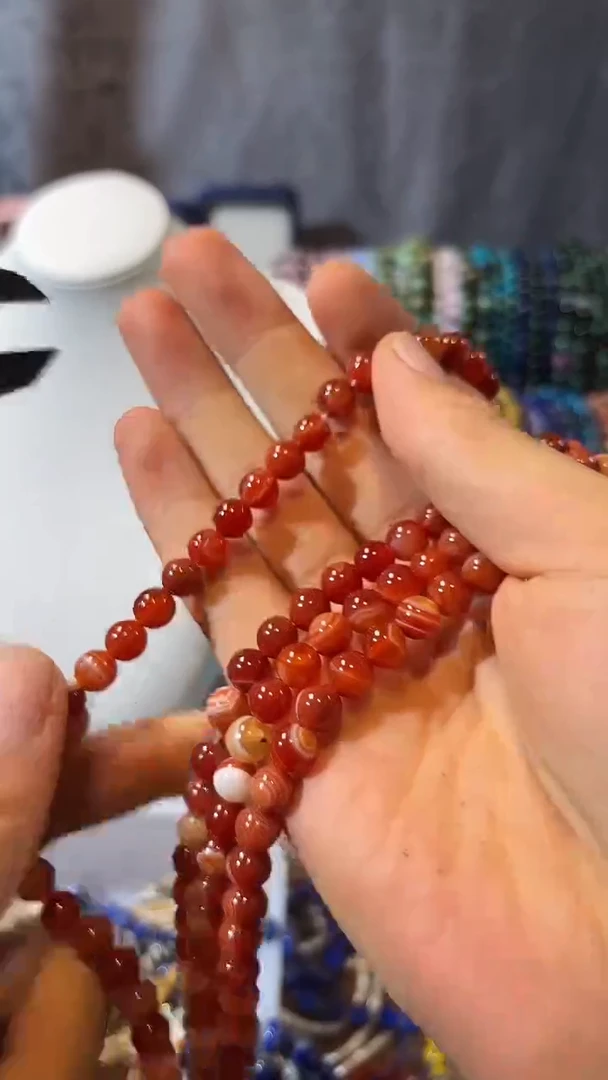 合金玛瑙/玉髓珠宝奇石蚕丝玛瑙8mm一条
