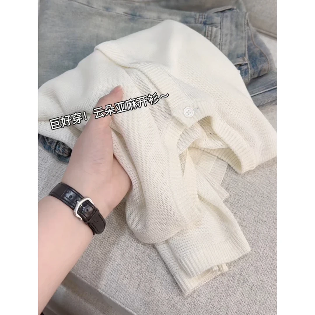 3113【圆领简约开衫】春夏新款针织衫宽松外穿防晒衣薄款女士上衣