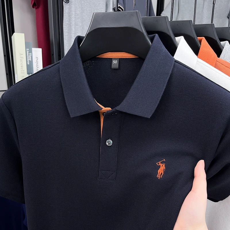 100%纯棉翻领POLO衫男纯色百搭短袖T恤内搭打底衫夏季重磅上衣潮