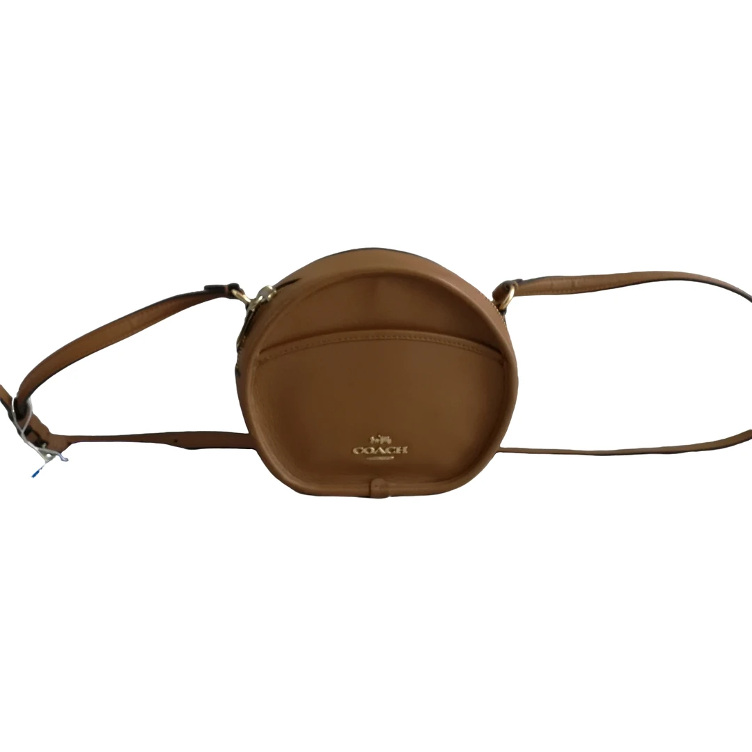 95新 COACH/蔻驰 coach 棕色圆饼包  042663