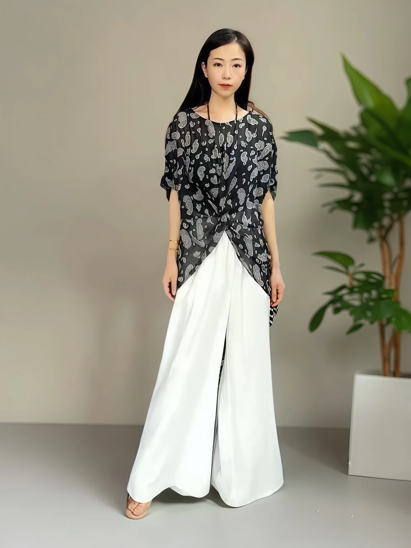 休闲气质时尚设计师宽松夏季设计师优雅轻奢上衣1322