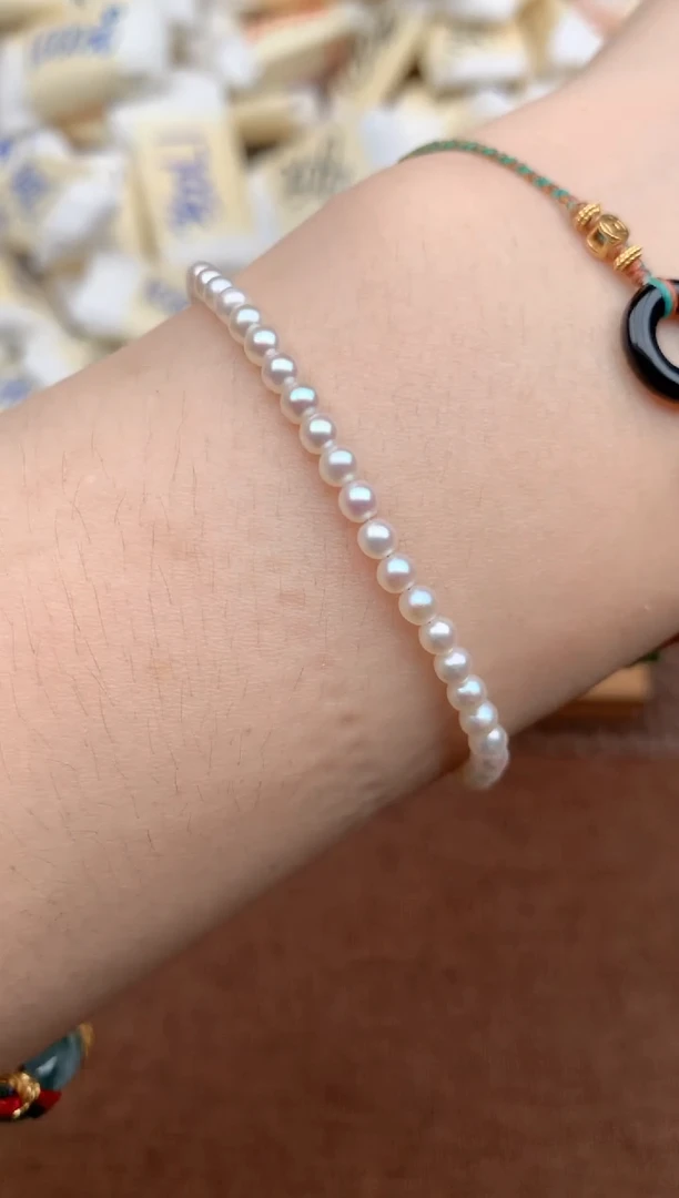 银S925镶嵌手绳淡水珍珠圈口14-18自行备注 默认发16多样性发一个