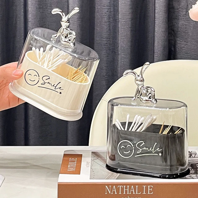 轻奢网红牙签盒家用个性创意高颜值牙线收纳盒高级感小兔子棉签盒