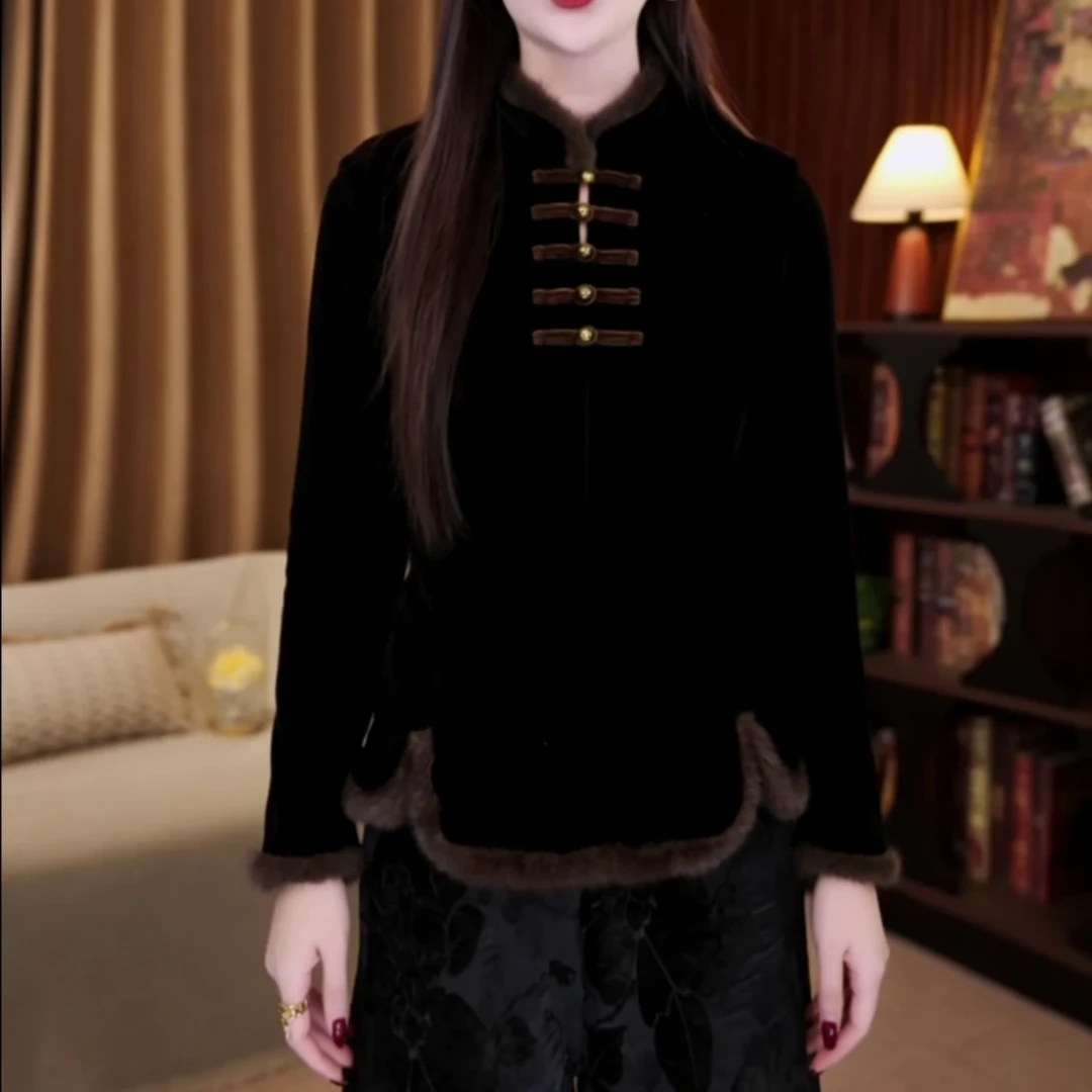 2025新中式国风冬季加绒加厚新款百搭气质保暖打底衫上衣