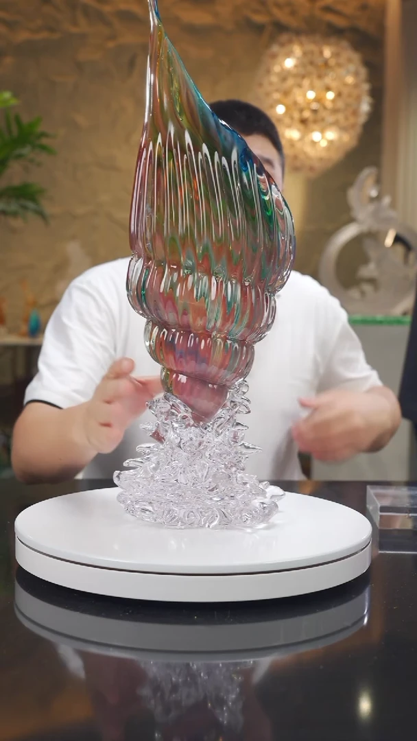 琉璃手工艺品开**️设计款彩色海螺摆件