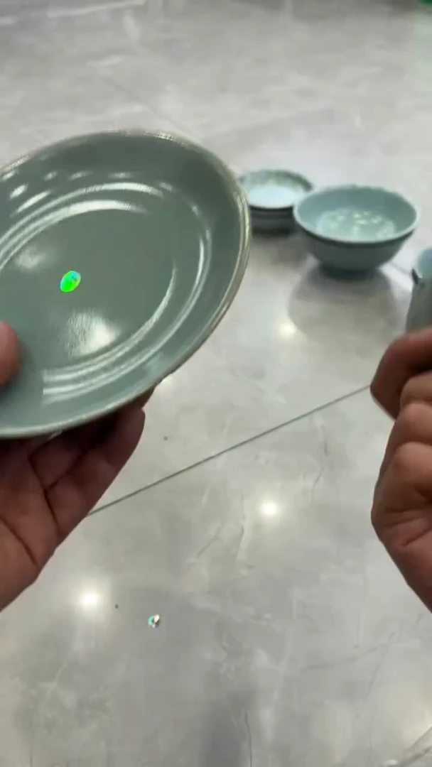 瓷片仿古天青圆盘大瑕51